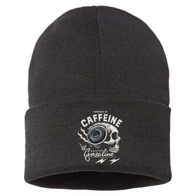 Powered By Gasoline And Caffeine Sustainable Knit Beanie