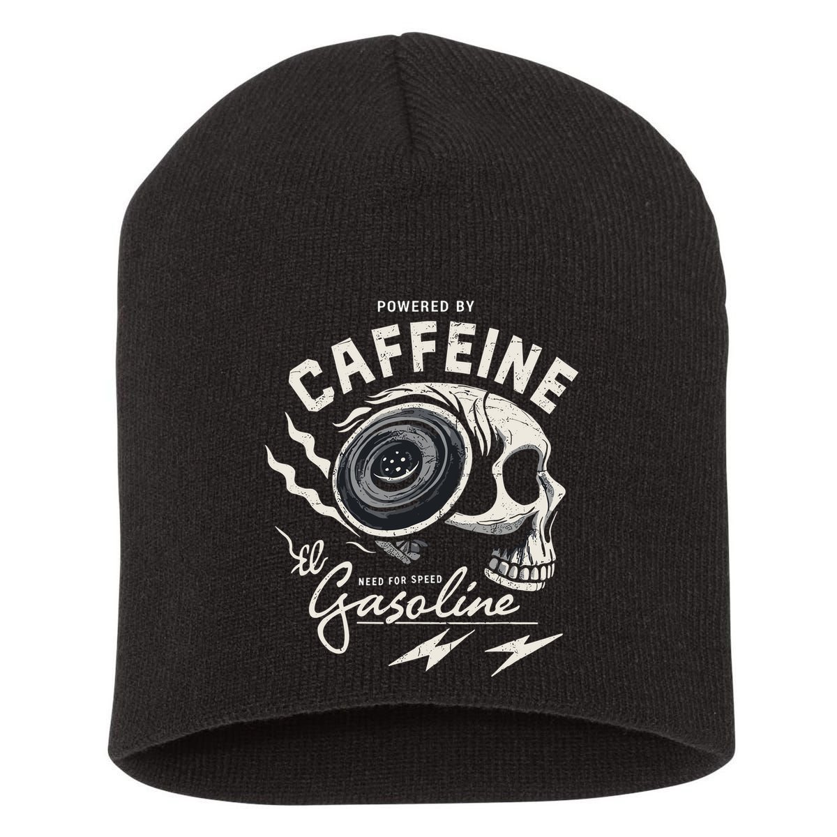 Powered By Gasoline And Caffeine Short Acrylic Beanie