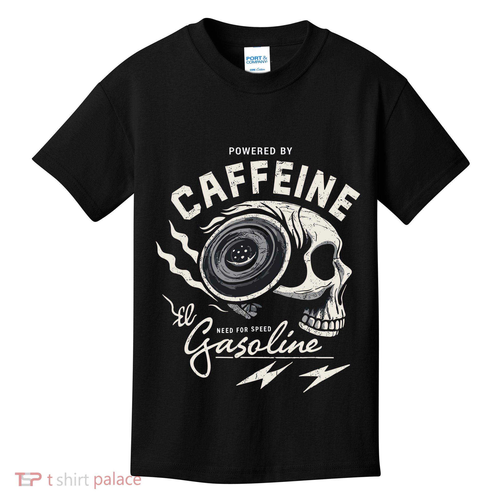 Powered By Gasoline And Caffeine Kids T-Shirt
