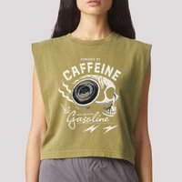 Powered By Gasoline And Caffeine Garment-Dyed Women's Muscle Tee