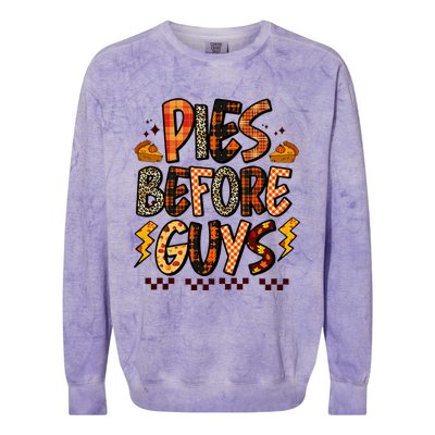 Pies Before Guys Baby Thanksgiving Vibes Groovy Colorblast Crewneck Sweatshirt