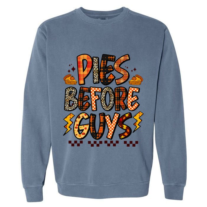 Pies Before Guys Baby Thanksgiving Vibes Groovy Garment-Dyed Sweatshirt
