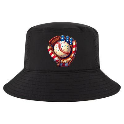 Patriotic Baseball Glove Drip Ice Cream Sprinkles 4th July Cool Comfort Performance Bucket Hat