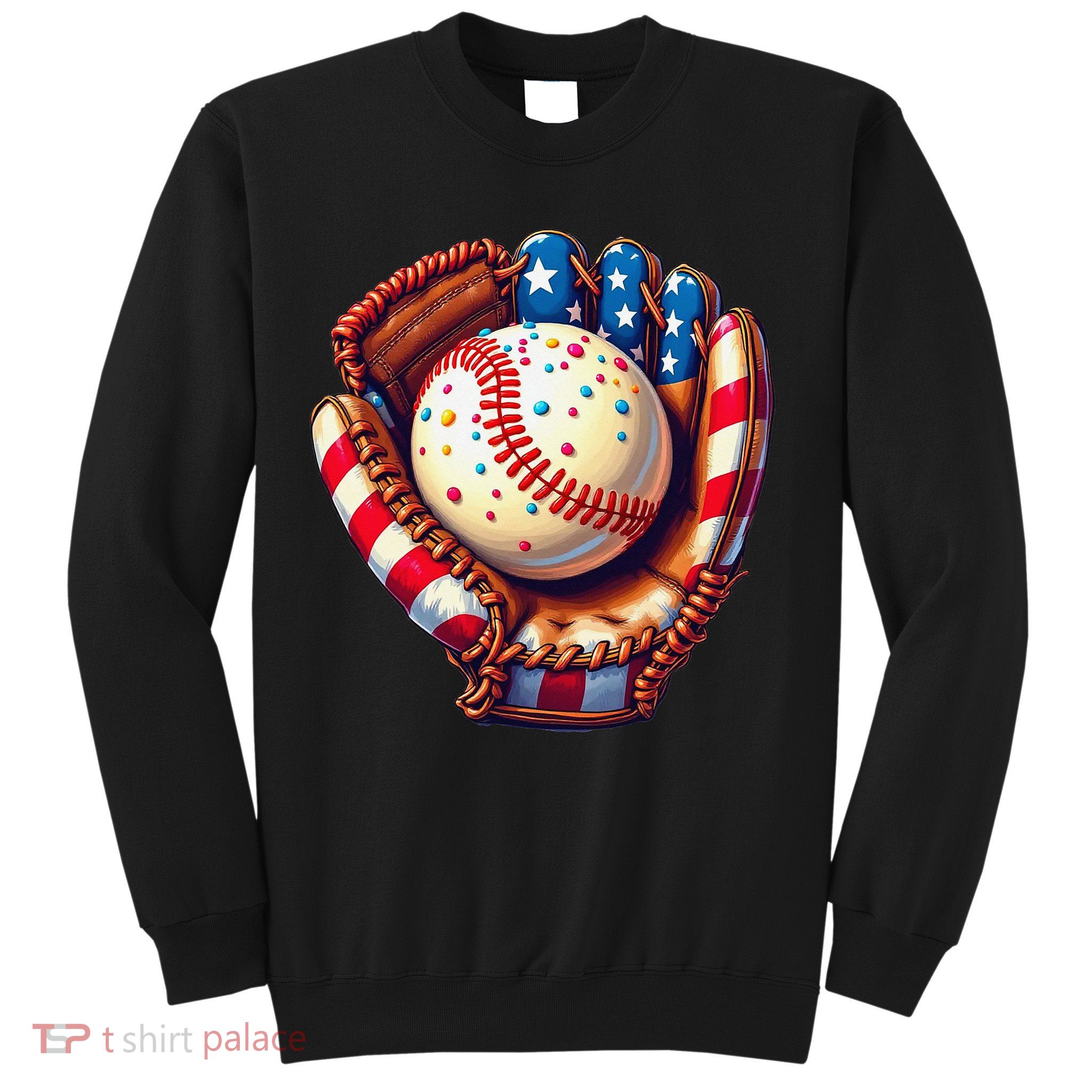 Patriotic Baseball Glove Drip Ice Cream Sprinkles 4th July Sweatshirt