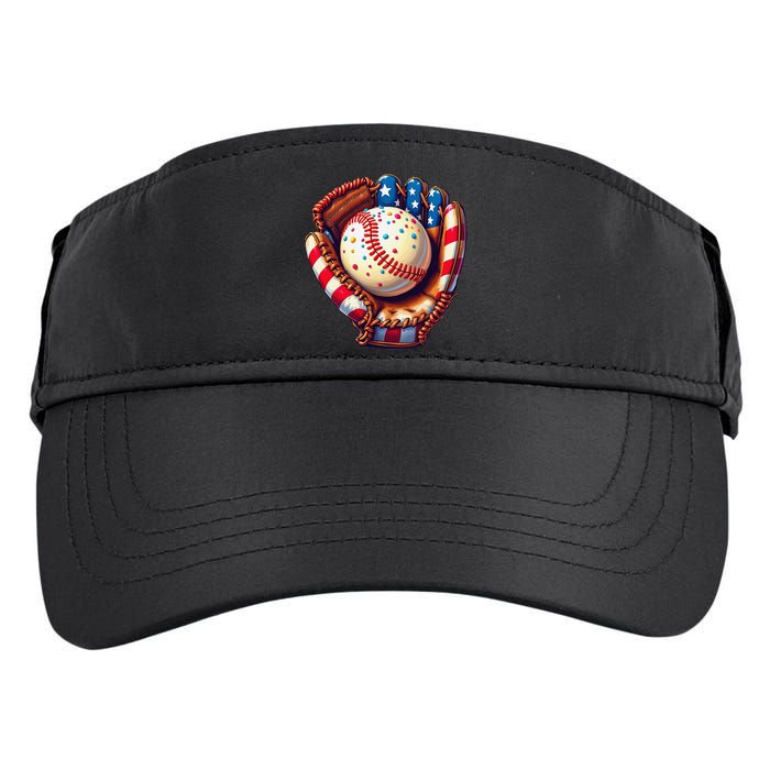 Patriotic Baseball Glove Drip Ice Cream Sprinkles 4th July Adult Drive Performance Visor