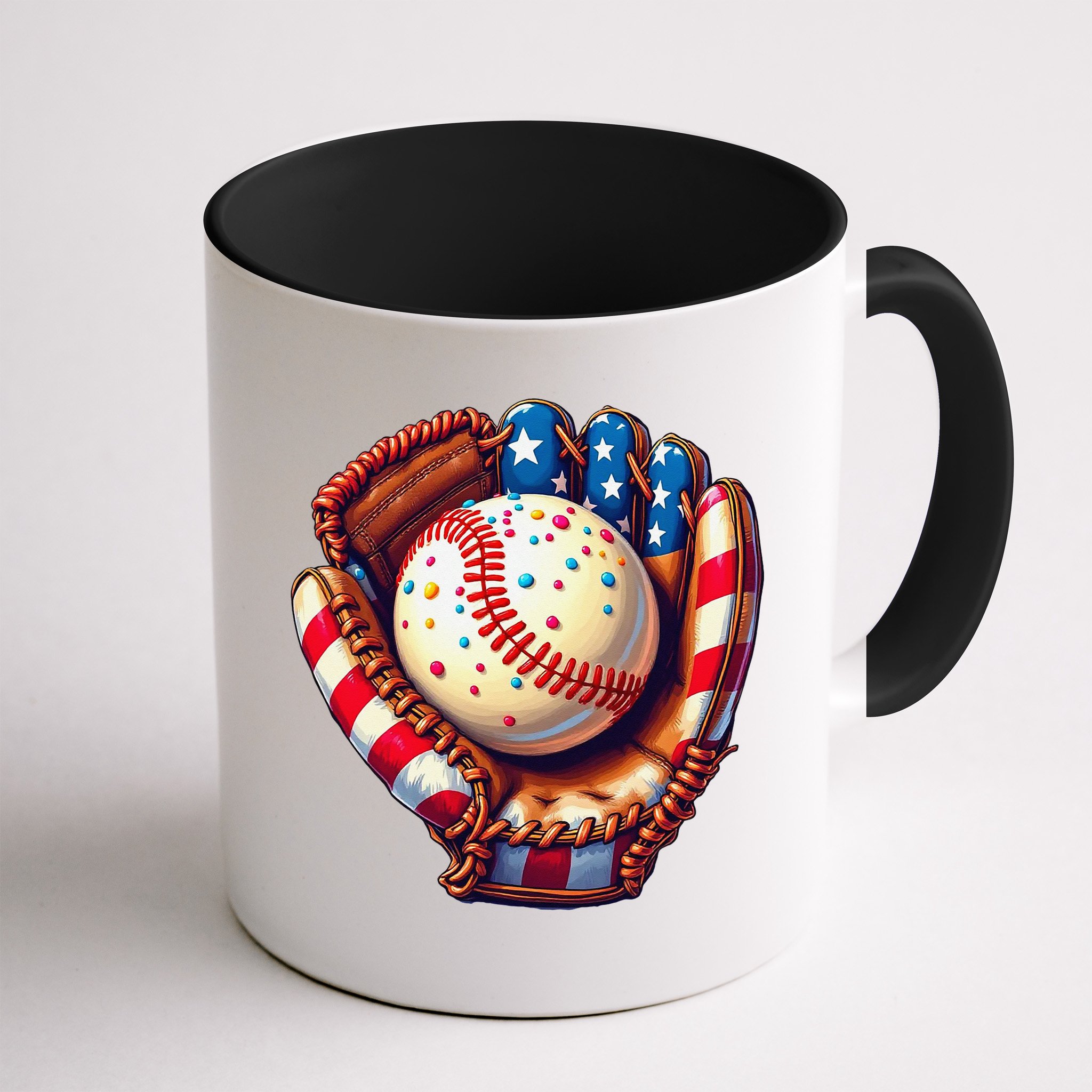 Patriotic Baseball Glove Drip Ice Cream Sprinkles 4th July Mug