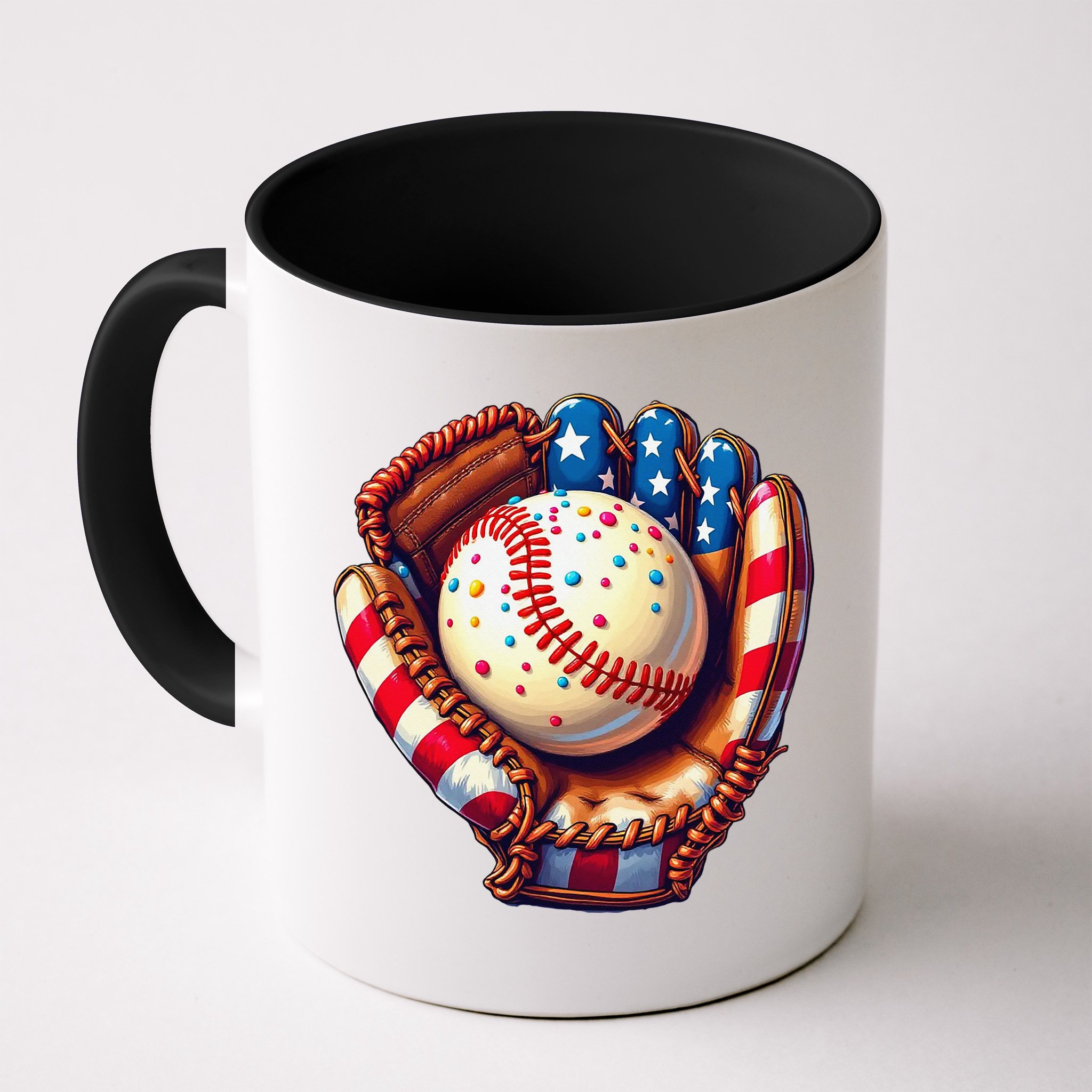 Patriotic Baseball Glove Drip Ice Cream Sprinkles 4th July Mug