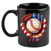 Patriotic Baseball Glove Drip Ice Cream Sprinkles 4th July 11oz C Handle Ceramic Mug