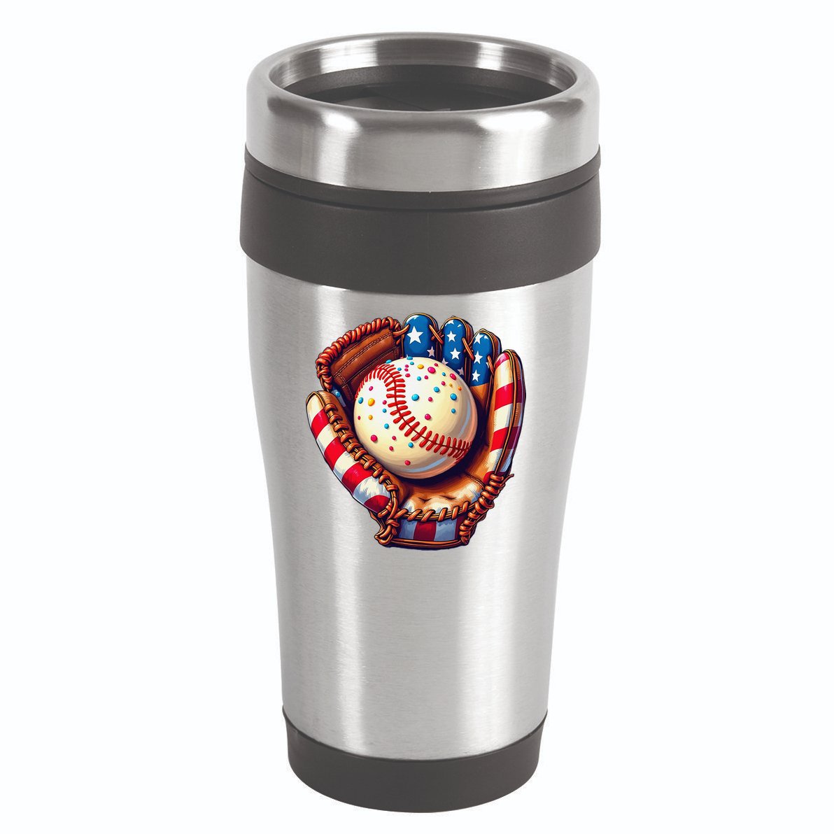 Patriotic Baseball Glove Drip Ice Cream Sprinkles 4th July 16oz Travel Tumbler