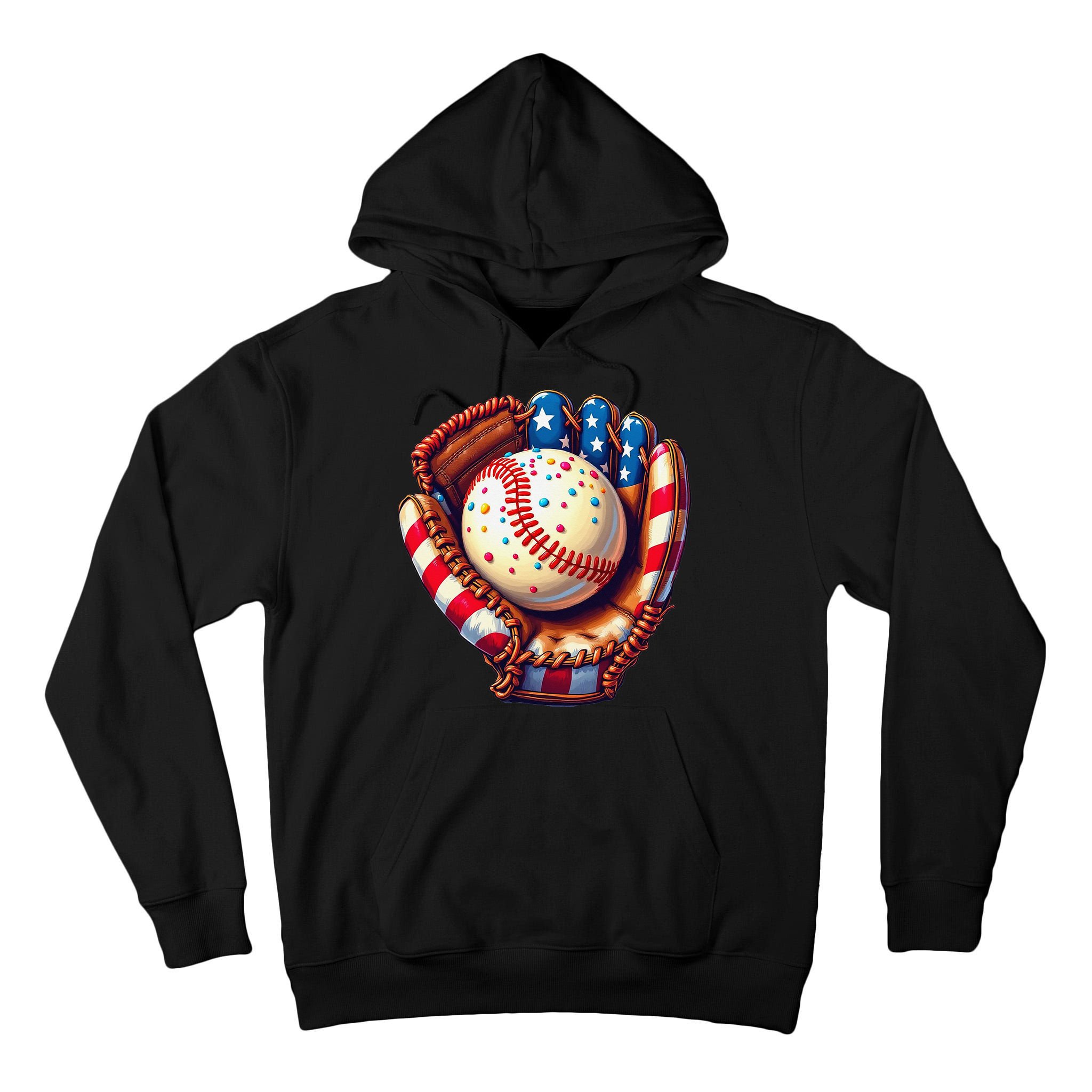 Patriotic Baseball Glove Drip Ice Cream Sprinkles 4th July Tall Hoodie