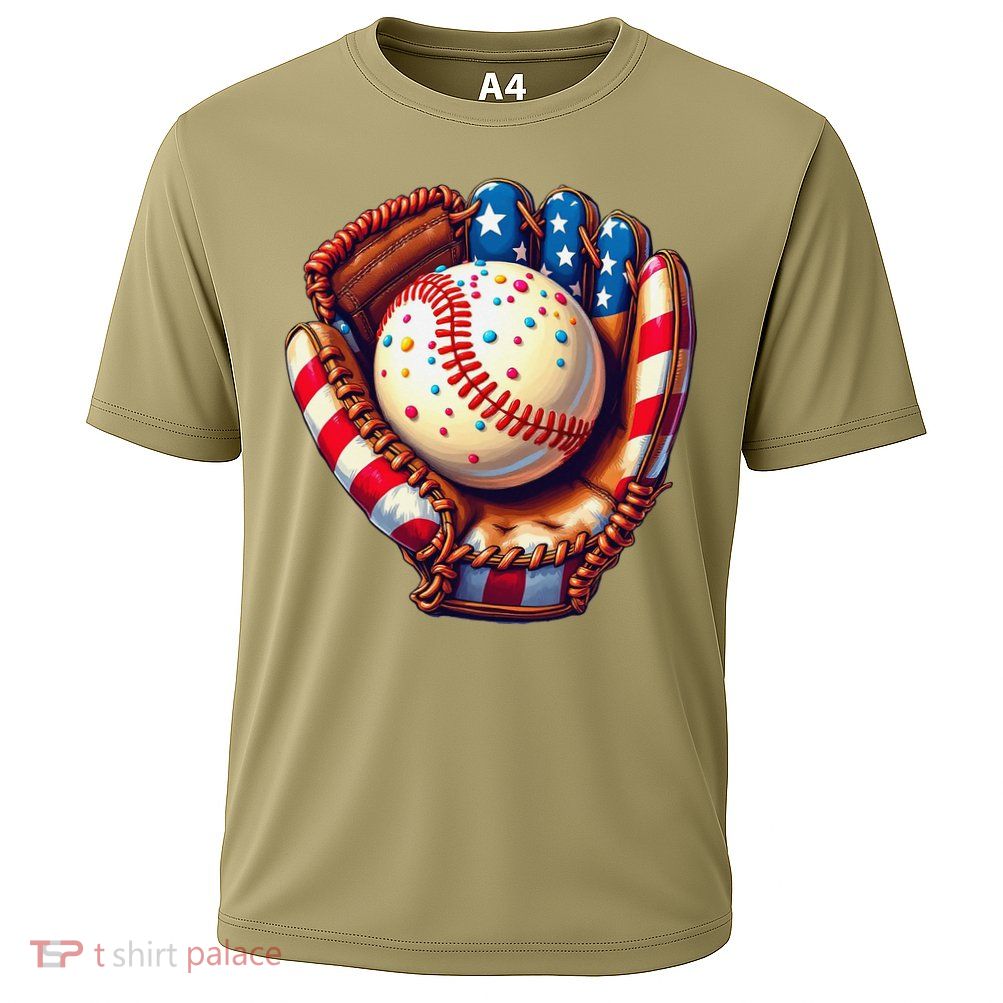 Patriotic Baseball Glove Drip Ice Cream Sprinkles 4th July Performance Shirt