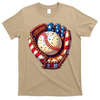 Patriotic Baseball Glove Drip Ice Cream Sprinkles 4th July T-Shirt