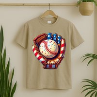 Patriotic Baseball Glove Drip Ice Cream Sprinkles 4th July T-Shirt