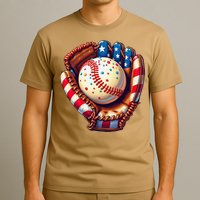 Patriotic Baseball Glove Drip Ice Cream Sprinkles 4th July T-Shirt