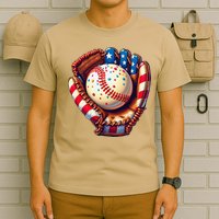 Patriotic Baseball Glove Drip Ice Cream Sprinkles 4th July T-Shirt