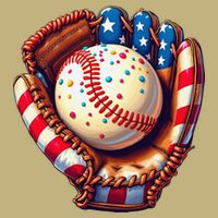 Patriotic Baseball Glove Drip Ice Cream Sprinkles 4th July T-Shirt