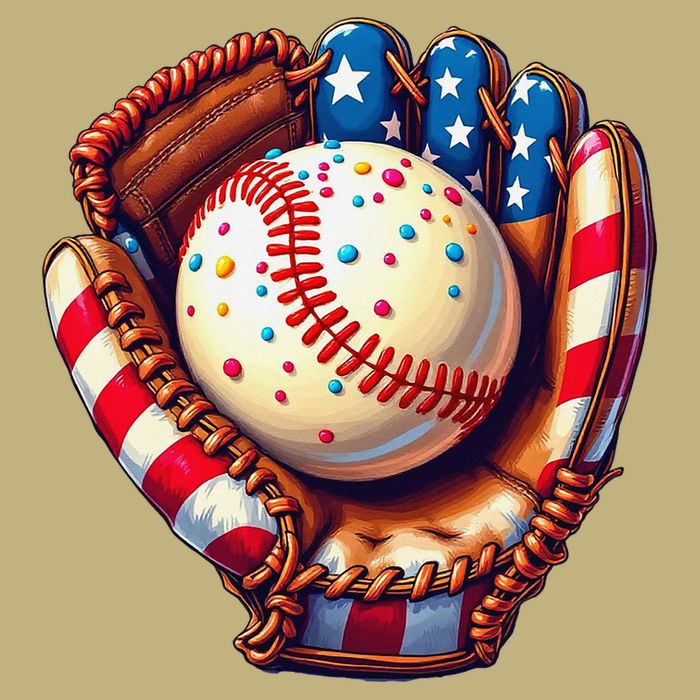 Patriotic Baseball Glove Drip Ice Cream Sprinkles 4th July T-Shirt