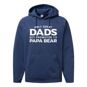 Papa Bear Gift: Only Great Dads Get Promoted To Papa Bear Great Gift Performance Fleece Hoodie