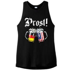 Prost Beer German American Flag Oktoberfest Mug Ladies PosiCharge Tri-Blend Wicking Tank