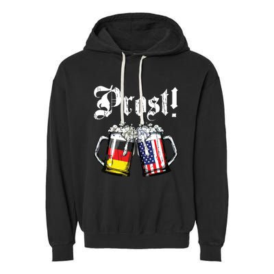 Prost Beer German American Flag Oktoberfest Mug Garment-Dyed Fleece Hoodie