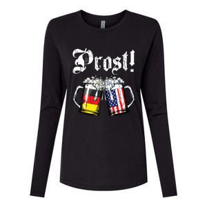 Prost Beer German American Flag Oktoberfest Mug Womens Cotton Relaxed Long Sleeve T-Shirt