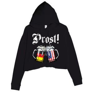 Prost Beer German American Flag Oktoberfest Mug Crop Fleece Hoodie