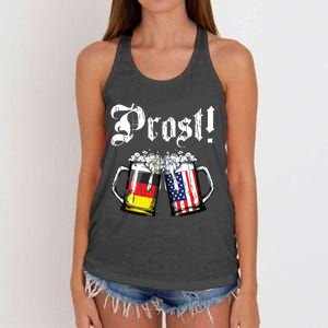 Prost Beer German American Flag Oktoberfest Mug Women's Knotted Racerback Tank