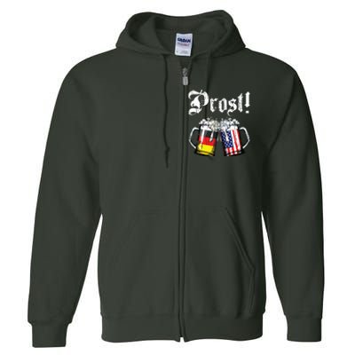 Prost Beer German American Flag Oktoberfest Mug Full Zip Hoodie