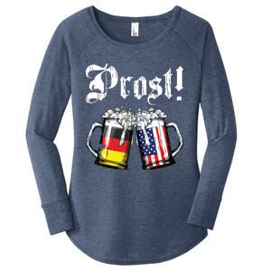 Prost Beer German American Flag Oktoberfest Mug Women's Perfect Tri Tunic Long Sleeve Shirt