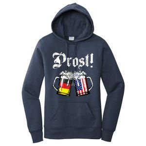 Prost Beer German American Flag Oktoberfest Mug Women's Pullover Hoodie