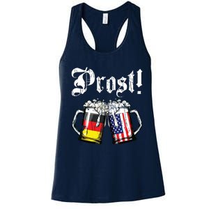 Prost Beer German American Flag Oktoberfest Mug Women's Racerback Tank