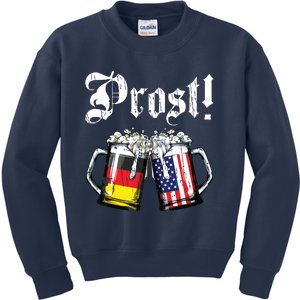 Prost Beer German American Flag Oktoberfest Mug Kids Sweatshirt