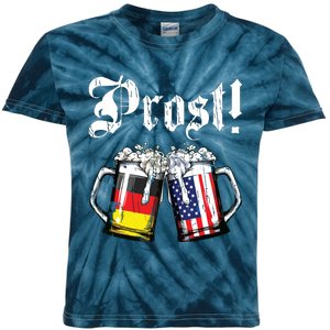 Prost Beer German American Flag Oktoberfest Mug Kids Tie-Dye T-Shirt