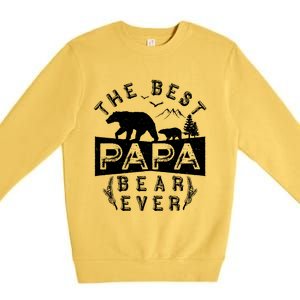 Papa Bear Gift With Cub Dad Christmas Birthday Gift Premium Crewneck Sweatshirt