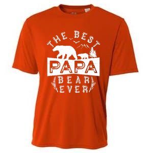 Papa Bear Gift With Cub Dad Christmas Birthday Gift Cooling Performance Crew T-Shirt