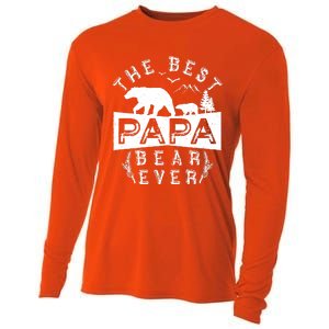 Papa Bear Gift With Cub Dad Christmas Birthday Gift Cooling Performance Long Sleeve Crew