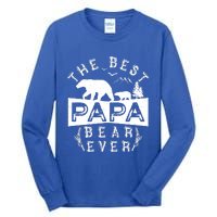 Papa Bear Gift With Cub Dad Christmas Birthday Gift Tall Long Sleeve T-Shirt