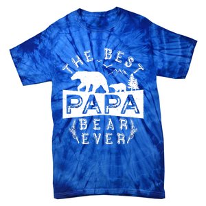 Papa Bear Gift With Cub Dad Christmas Birthday Gift Tie-Dye T-Shirt