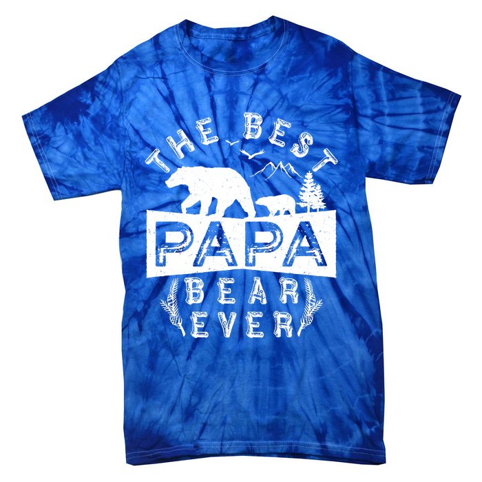 Papa Bear Gift With Cub Dad Christmas Birthday Gift Tie-Dye T-Shirt