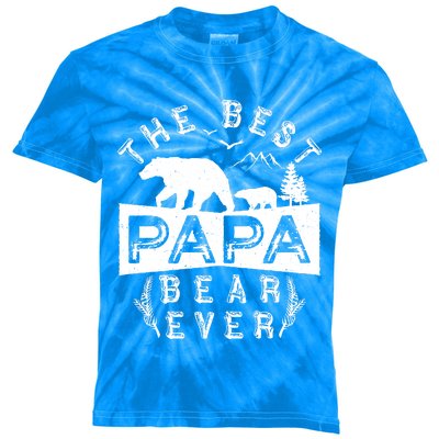 Papa Bear Gift With Cub Dad Christmas Birthday Gift Kids Tie-Dye T-Shirt