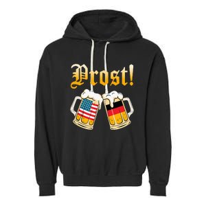 Prost Beer German American Flag Oktoberfest Garment-Dyed Fleece Hoodie