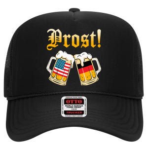 Prost Beer German American Flag Oktoberfest High Crown Mesh Back Trucker Hat