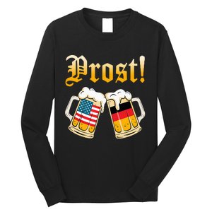 Prost Beer German American Flag Oktoberfest Long Sleeve Shirt