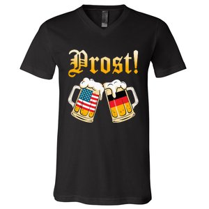 Prost Beer German American Flag Oktoberfest V-Neck T-Shirt