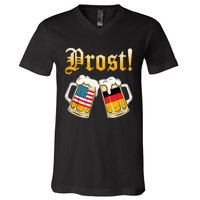 Prost Beer German American Flag Oktoberfest V-Neck T-Shirt