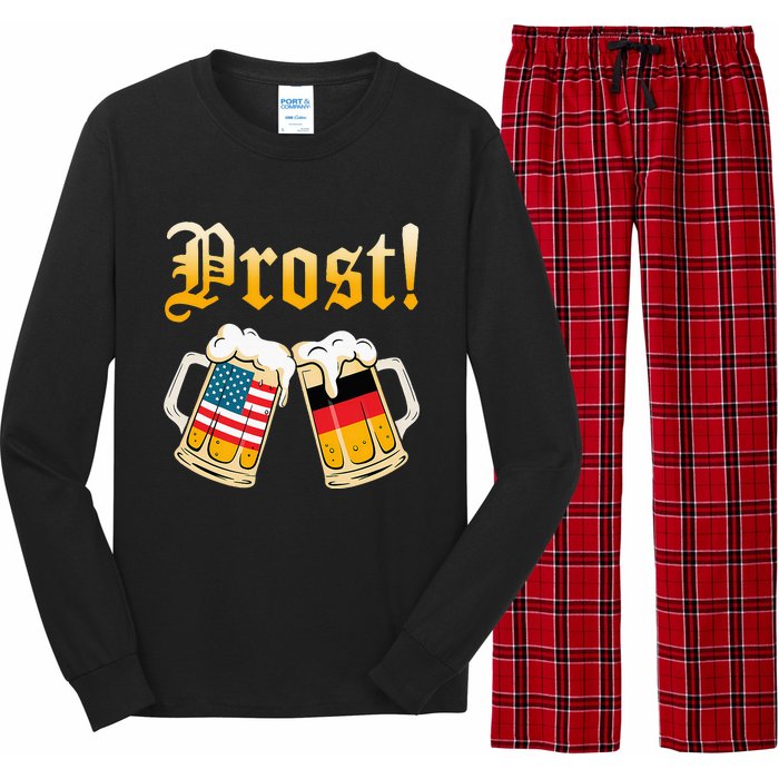 Prost Beer German American Flag Oktoberfest Long Sleeve Pajama Set