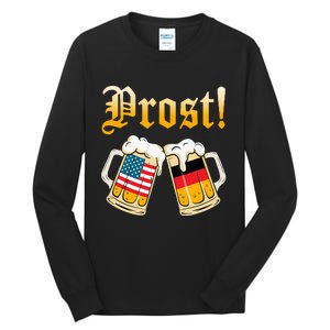 Prost Beer German American Flag Oktoberfest Tall Long Sleeve T-Shirt