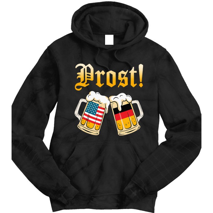 Prost Beer German American Flag Oktoberfest Tie Dye Hoodie