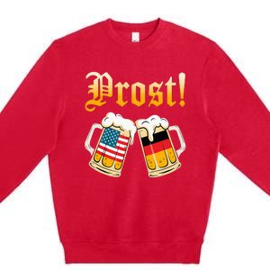 Prost Beer German American Flag Oktoberfest Premium Crewneck Sweatshirt