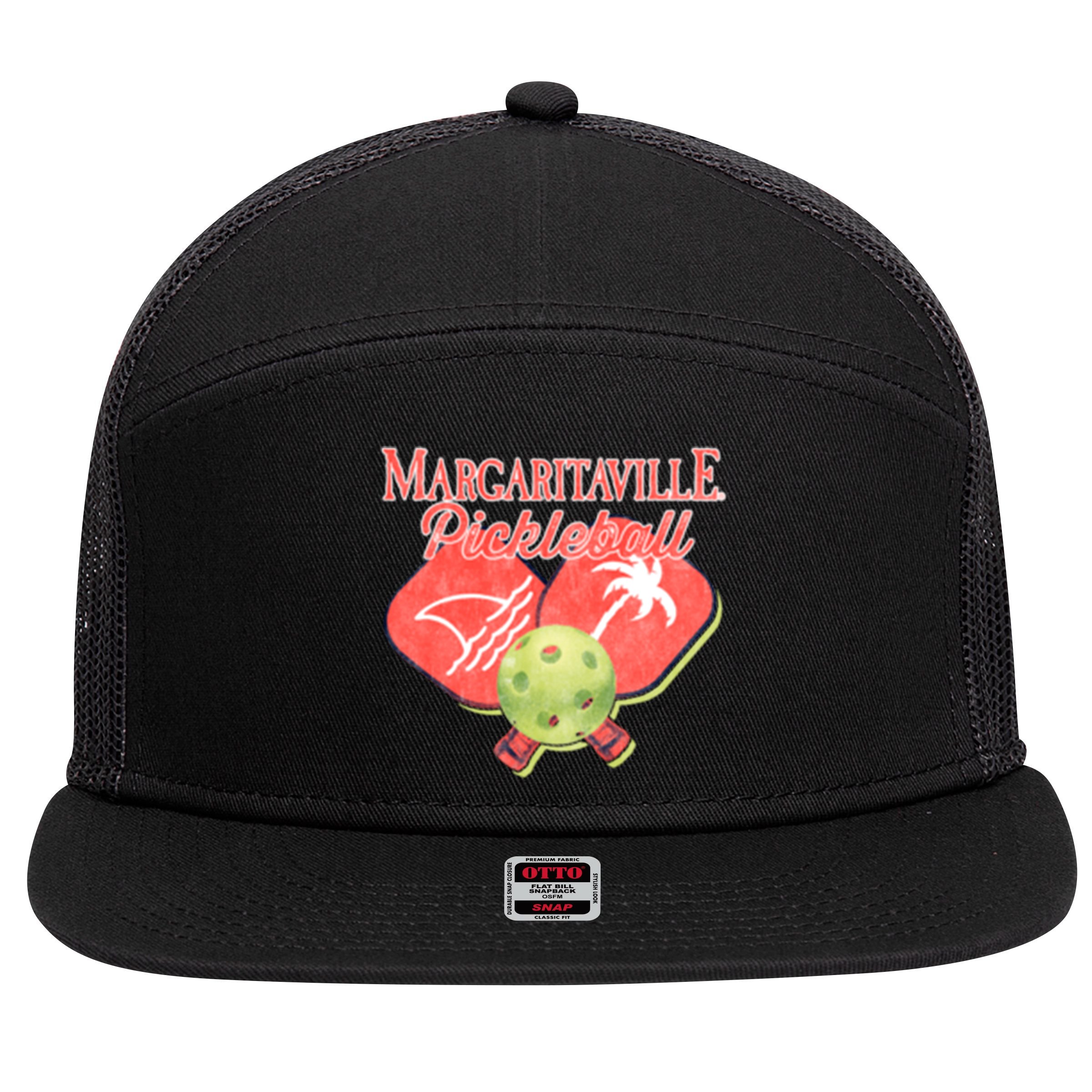 Pickleball Ballin Gift 7 Panel Mesh Trucker Snapback Hat